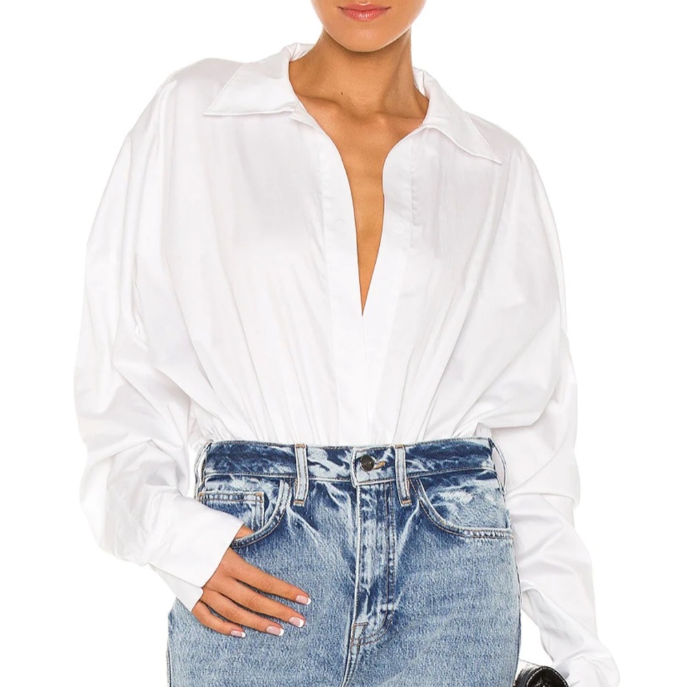 Norma Kamali White blouse bodysuit
